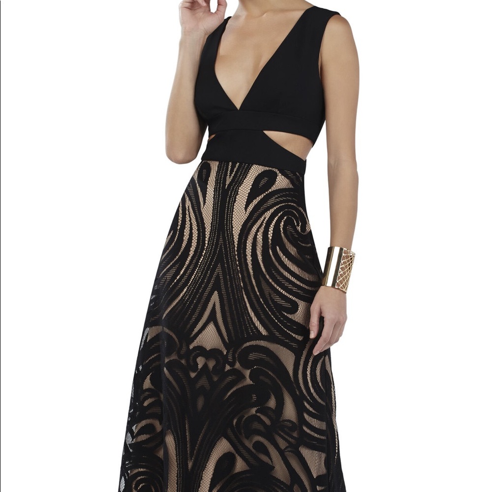 BCBG MaxAzria Marilyne V-Neck Cutout Gown